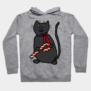 Christmas Kitty Cat With Ribbon and Candy Cane Hoodie